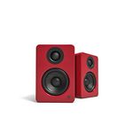 Kanto YU2GR PC Gaming Desktop Speakers | 3" Composite Drivers | 3/4" Silk Dome Tweeter | Class D Amplifier | 100 Watts | Built-in USB DAC | Subwoofer Output | Pair | Gloss Red