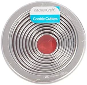 KitchenCraft Round Metal Biscuit/Pastry Cutters with Storage Tin (Set of 11)