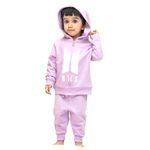 ARIEL Kids Cotton Fleece Full Sleeve Zipper Hoodie Sweatshirt & Sweatpant Clothing Set for Boys and Girls (LILACZIPBTS_5-6 years)