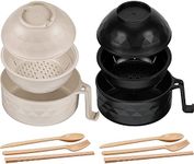 Romooa 2 Sets Microwave Ramen Cooker Bowl Set 33 oz Quick Ramen Cooker with Handles Ramen Noodle Cooker with Spoon Chopsticks Fork College Dorm Room Apartment Essentials?Black, Beige?