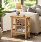 Hallowood Furniture Aston Oak Effect Side Table with Shelves, Wooden Coffee Table, Bedside Table, Console Table, End Table, Plant Stand, Lamp Tables, Small Table for Small Spaces