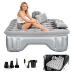 Delousiber Inflatable Car Air Mattress, Car Bed for Back Seat, Portable Camping Bed with 2x Air Pillows and Electric Pump, Car Sleeping Beds for SUV, Mid-size Truck Outdoor Travel Universal, Grey