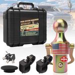 GNXA2061 Anti-Theft Locking Puck System Gooseneck Hitch Ball Kit – 38000LBS, Upgraded 3-Steel-Ball Base, 2-5/16" Ball, Safety Chain Anchors, Fit F250/F350/F450, Silverado/Sierra 2500/3500HD, Titan XD