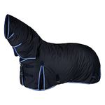 HORZE Glasgow Heavy Weight Waterproof Combo Turnout Winter Horse Blanket with Neck Cover (400g Fill) - Dark Blue - 78