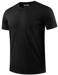 EKLENTSON Men's Swimming Shirt UPF 50+ Rashguard T-Shirt UV Protection Lightweight Short Sleeve Top Black,XXL