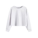 Arshiner Girls Crop Tops Kids Long Sleeve Pullover Sweatshirts Girls Cropped Crewneck Sweatshirt Kids White Crop Top Girls Tops Size 12-14