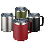 MEWAY 12oz Coffee Mug With Handle 4 Pack Bulk,Stainless Steel Insulated Travel Tumblers With Sliding Lid,Double Wall Vacuum Camping Cup for Hot & Cold Drinks Tea (Multicolor,Set of 4)