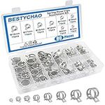 BESTYCHAO Mini Hose Clips, 80pcs Spring Hose Clamps Assortment Kit, Fuel Pipe Clips Water Pipe Air Tube Silicone Vacuum Hose Clamp Fastener 7mm 9mm 10mm 11mm 14mm 16mm 17mm 18mm