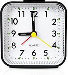 Lamisola Small Battery Operated Analog Alarm Clock, Travel Clock,Quieter Bedside Clocks for Bedrooms Bathroom Shelf Desk,Black