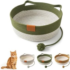 Basket for Cats, Handwoven Cotton Rope Cat Basket Bed with Toy Ball