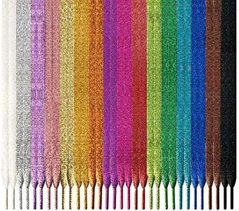 16 Pairs Multicolor Metallic Glitter Flat Shoelaces for Sneakers, 43"/47" Shoe Laces Strings, Glitter, 43 inches