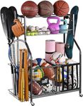 Mythinglogic Basketball Rack, Ball Storage Garage Sports Equipment Storage with Wheels for Football, Volleyball and Basketball