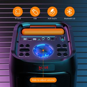 JYX Karaoke Machine with 2 Wireless Mics – 500W Bluetooth Party Speaker with LED Lights, USB/AUX/SD/TWS