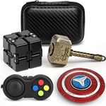 Fidget Toy Pack Hammer Fidget Spinner Fidget Pad Controller Infinity Cube for Kids Adults, Metal Finger Hand Spinners Sensory Toys Stress Anxiety Relief Birthday Gift (4 Pack)