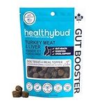 healthybud Turkey Liver Dog Probiotic Chews for Gut Health - Healthy Sensitive Stomach Puppy Treats and Food Toppers with Prebiotic, Fiber, and Digestive Enzyme Supplement for Stool Support, 4.6oz