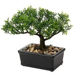 Briful 6.49" Artificial Bonsai Tree Fake Plants Japanese Bonsai Decoration Artificial Plants Indoor Potted Faux Pine Plants Bonsai Tree for Indoor/Outdoor Home Office Desk Décor