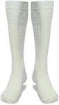 UMAM Scottish Highland Kilt Hose for Men, Ribbed Socks for USA Shoe Sizes, Wool Blend, Cream, Medium