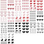 Everjoy Red and Black Hearts Temporary Tattoos - 20 Pcs, Waterproof, Easy to Apply Body Art Tattoo Stickers for Adults, Women, Men, Kids, Boys and Girls