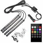 Kozdiko Car Atmosphere LED Lights 4pcs 48 LED DC 12V Multicolor Music Car Strip Light Interior LED Under Dash Lighting Kit with Sound Active Function and Wireless Remote Control Universal For All Cars