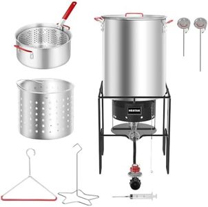 HEATAK 30 Qt Turkey Fryer & 10 Qt Fish Fryer Combo Kit with CSA Approved 50,000BTU Burner with 10PSI Regulator