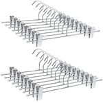 Amber Home Metal Pants Hangers with Clips 50 Pack, Heavy Duty Metal Skirt Hangers with 2-Adjustable Clips, Bottom Hangers for Shorts, Jeans, Trousers (50)