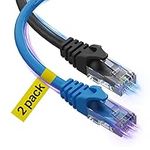 Ultra Clarity Cables Cat6 Ethernet Cable 3 Ft [2 Pack], 10Gpbs High Speed Internet Cable, RJ45 Cat-6 Ethernet Patch Cable, Network Ethernet Cord Connectors - Blue & Black