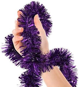 Mardi Gras Purple Tinsel Garland Masquerade Metallic Streamers Celebrate a Holiday New Years Eve Happy Birthday Halloween Party Indoor and Outdoor Disco Party Decorations Supplies