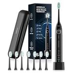 Electric Toothbrush for Adults and Kids Operan Sonic Rechargeable Toothbrush with 5 Modes 2-Min Smart Timer IPX7 Waterproof 40,000 VPM Motor with 8 Brush Heads & Travel Case Black