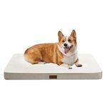 PETNOVO Dog Bed Orthopedic for Dog Crate, Anti Splash Water Dog Mattress with Removable Washable Cover, Egg Crate Foam with Non-Slip Bed,91x69x8cm, Light Khaki