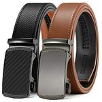 CHAOREN Leather Belts for Men 2 Pack - Ratchet Belt 1 3/8" in Gift Set Box - Micro Adjustable Belt Meet Almost Any Occasion and Outfit