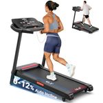 THERUN Home Treadmill with Incline 12% Auto Adjust, 3.0 HP Foldable Treadmill with LED Strip, Heart Rate Monitoring,16.5" Wider Running Belt