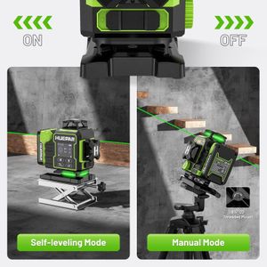 Huepar 4D Laser Level – Green Beam, 360° Self-Leveling Tool