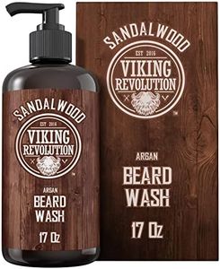 Viking Revolution Beard Wash Shampoo 17oz / 503 ml with Argan & Jojoba Oils - Softens & Strengthens - Sandalwood Scent - Beard Shampoo with Beard Oil