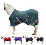 Majestic Ally Anti Pill Fleece Horse Blanket/Sheet with Silver Braided Rope (Hunter Green, 78)