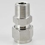 stainless steel double ferrule pipe compression fitting male connector nipple new technology swagelok type (1/2" od x 1/2" npt)