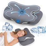 A-Pce Memory Foam Pillow for Neck and Shoulder Pain–Orthopedic Cervical Pillow,Queen Size 65*39CM, Medium Firm Support,Removable & Machine Washable Ice Silk Cover for Side/Back/Stomach Sleepers–Gray