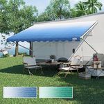 KING BIRD- RV Awning Fabric Replacement,Heavy Duty Weatherproof 18oz Vinyl-Universal Outdoor Canopy for Camper, Trailer, and Motorhome Awnings-Blue Fade-18' (Fabric 17' 2")