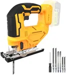 Jig saw compatible with Dewalt 20V Battery (Battery not Included) Cordless Jigsaw with LED Work Light, 0°- 45° Bevel Cuts, 3 Orbital Settings for Straight/Curve/Bevel/Circle Cutting