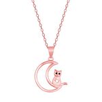 GIVA 925 Silver Rose Gold Cat In Crescent Moon Pendant with Link Chain | Gifts for Girlfriend,Pendant to Gift Women & Girls | With Certificate of Authenticity and 925 Stamp | 6 Month Warranty*