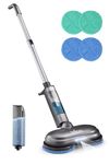 iDOO Electric Mop, Dual-Motor Electric Spin Mop with Sprayer and LED Headlight, Cordless Electric Mop for Floor Cleaning, Powerful Floor Cleaner Floor Scrubber with Transparent Water Tank & Mop Pads