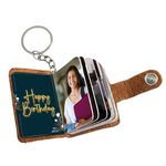 Flashing Click “Customizable Leather Keychain & Photo Book - Holds 12-24 Pictures -for Birthdays, Anniversaries & Special Moments - Ideal Gift for Couples & Families