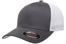 Flex fit Trucker Mesh Fitted Cap-2-Tone, Charcoal/White, OS