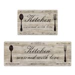 Pauwer Anti Fatigue Kitchen Mat Set of 2 Farmhouse Kitchen Rugs Non Skid Washable, Cushioned Kitchen Mats for Floor, Waterproof PVC Foam Kitchen Floor Mats Comfort Standing Mat Kitchen Runner Rug