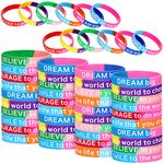 Deekin 48 Pcs Motivational Silicone Wristbands Unisex Colored Inspirational Rubber Bracelets with Motivational Quotes for Home Office Thanksgiving Christmas Halloween Gifts Prizes(Mixed Color)