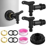 HOTUT 2 Pcs 3/4" Water Butt Tap Hosepipe Rain Barrel ¾ BSP Thread Replacement Water Tap, Plastic Snap-Fit Water Butt Rain Barrel Tap with Brass Nut, Water Butt Rain Water Collection Barrel Tap, Black