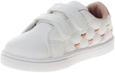 Laura Ashley Laceless Sneakers for Kids Girls - Slipon Closure Casual Shoes (Toddler/Little Kids), White Quilted, 10 Toddler