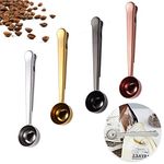 4 Pcs Coffee Scoop with Bag Sealing Clip, Stainless Steel Coffee Measuring Scoop for Coffee Beans Tea Milk Powder Sugar Oatmeal