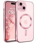 GaoBao iPhone 15 Case Magnetic, Slim Fit iPhone 15 Phone Case Clear [Compatible with MagSafe] Women Men Boys Girls Lightweight Soft TPU Shockproof Protective Covers for iPhone 15 5G 6.1", Clear/Pink