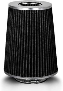 BLACK 4" 102 mm Inlet Truck Cold Air Intake Cone Replacement Performance Washable Clamp-On Dry Air Filter (8" Tall)