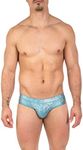 Gary Majdell Sport Men's Hot Prints Cheeky Brief Bikini Swimsuit (Silver Snake Skin, X-Large)